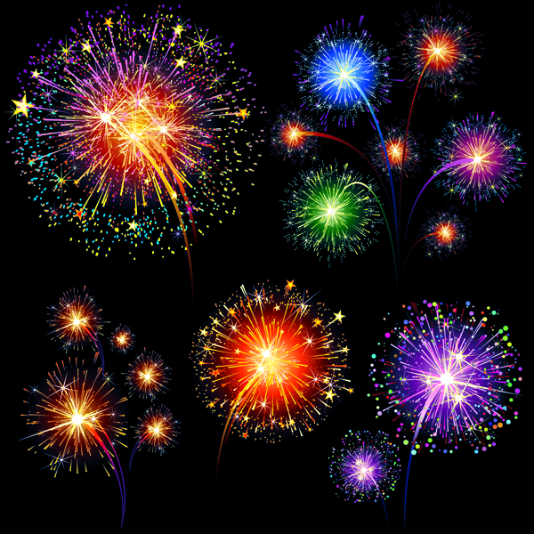 free vector Vector 7 brilliant fireworks fireworks